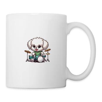 Cool Bolonka Drummer Puppy Design - Mug - white - Right