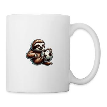 Süßer Faultier Fußballspieler Design - Tasse - Weiß - Rechts