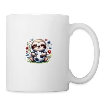 Süßes Faultier Fußballspieler Design - Tasse - Weiß - Rechts