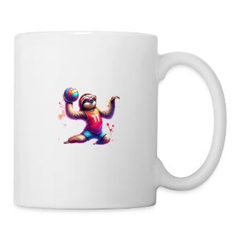Cooler Faultier Volleyball Spieler - Tasse - Weiß - Rechts