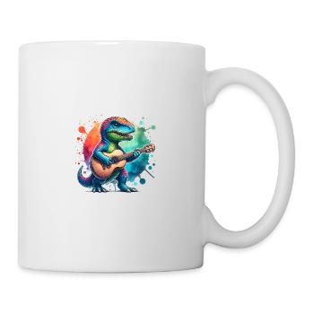 Cooler Dino Gitarrist Dinosaurier Design - Tasse - Weiß - Rechts