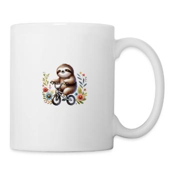 Paresseuse mignonne sur le design du vélo BMX - Mug blanc - blanc - Droite
