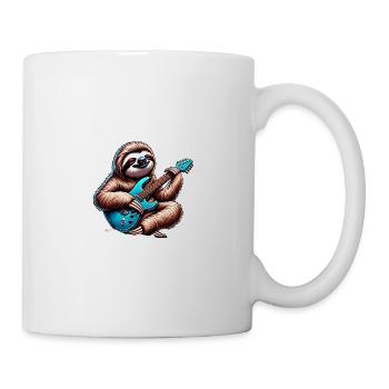 Cooler Faultier E-Gitarre Gitarrist - Tasse - Weiß - Rechts