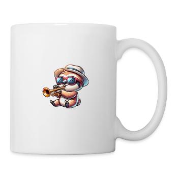 Cute Sloth Trumpet Player Motif - Mug - white - Right