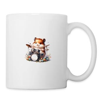 Cute Hamster Playing Drums Rock Music - Mug - white - Right