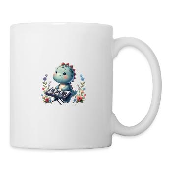 Dino Keyboard Spieler Niedlich Design - Tasse - Weiß - Rechts