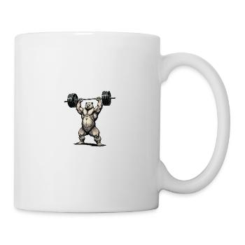 Strong bear with dumbbell - Mug - white - Right