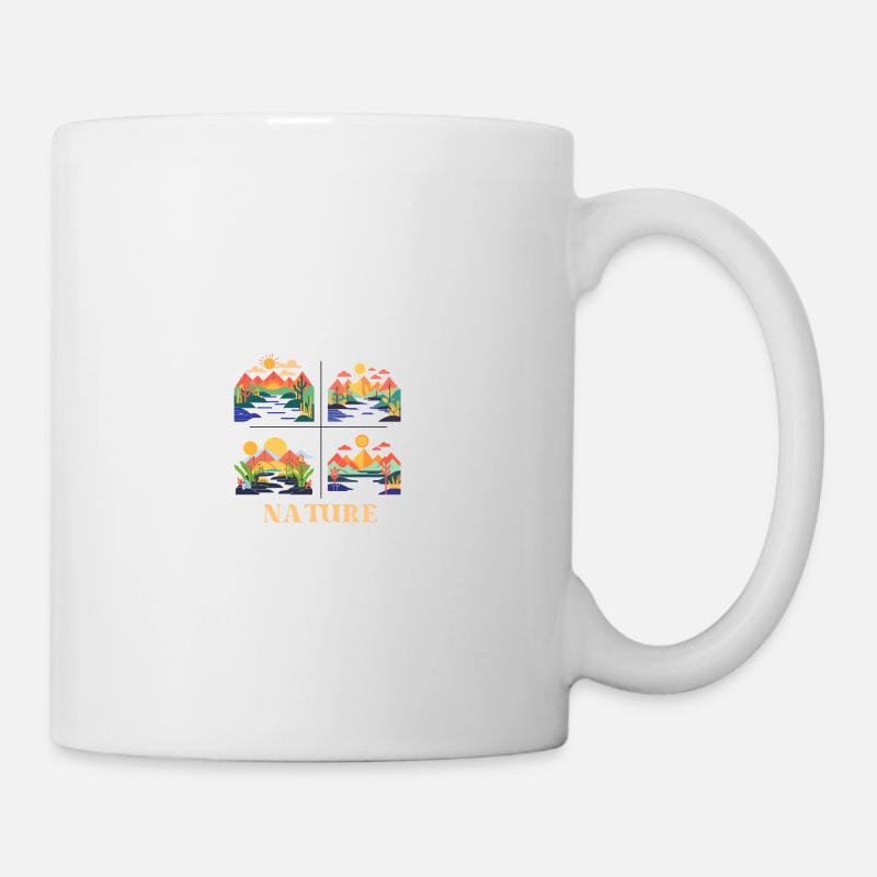 Lebendige Geomuster Naturlandschaft - Tasse - Weiß