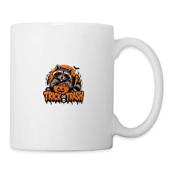 Raccoon Halloween Trick or Trash - Tasse - Weiß - Rechts