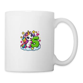 Unicorn 5 Geburtstag Regenbogenzauber - Tasse - Weiß - Rechts