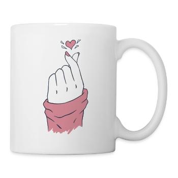 kpop hand herz pink - Tasse - Weiß - Rechts