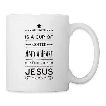 Tasse de café et cœur plein de Jésus - Mug blanc - blanc - Droite
