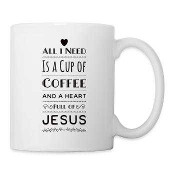Tasse de café et cœur plein de Jésus - Mug blanc - blanc - Droite