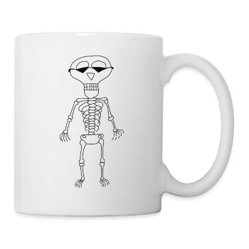 Skelett mit Brille Cartoon Stil lustig handgemalt - Tasse - Weiß - Rechts