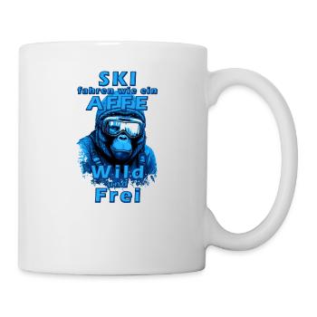 Gorilla Ski fahren wie ein Affe- witziger Spruch - Tasse - Weiß - Rechts