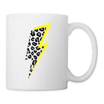 Blitz Leoparden Muster mit Neon-Gelben Schatten - Tasse - Weiß - Rechts