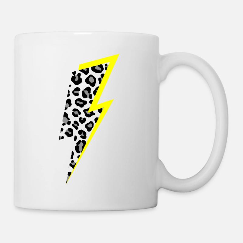 Motif léopard éclair avec ombre jaune fluo - Mug blanc - blanc