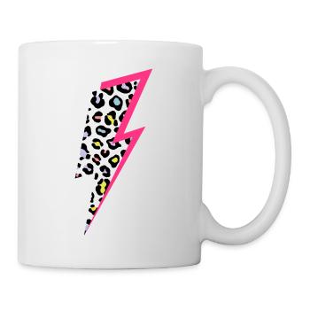 Blitz Leoparden Muster Pastellfarben mit Neon-Pink - Tasse - Weiß - Rechts