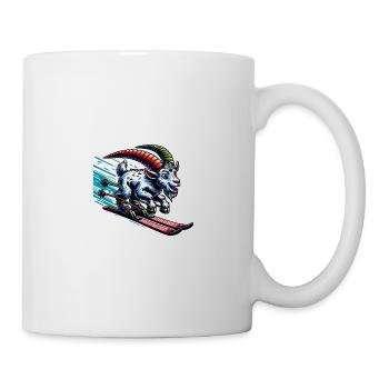 Lustiges Ziegen Skifahren im Schnee - Tasse - Weiß - Rechts