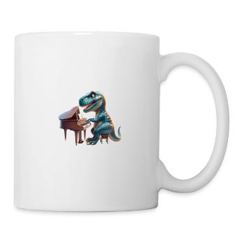 Cooler Dino Pianist Musik Fan Design - Tasse - Weiß - Rechts