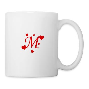Buchstabe M mit Herzen - Tasse - Weiß - Rechts