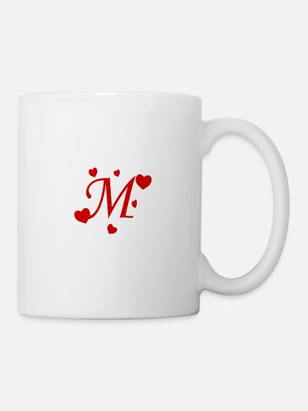Letter M with hearts - Mug - white
