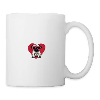 Carlin avec lunettes de soleil Red Heart - Mug blanc - blanc - Droite