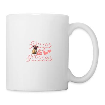 Carlin avec lunettes de soleil en forme de cœur rose - Mug blanc - blanc - Droite