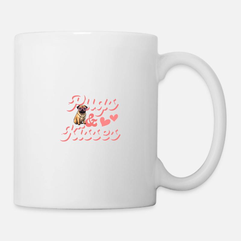 Mops mit Rosa Herz Sonnenbrille - Tasse - Weiß