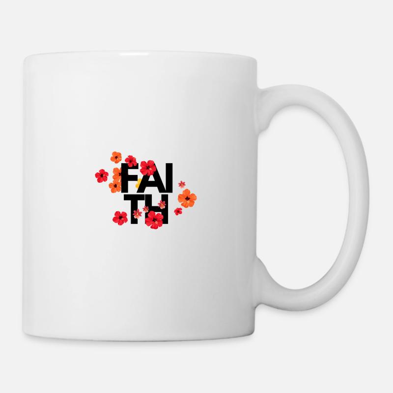 Têtes de fleurs rouges Faith Design - Mug blanc - blanc