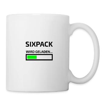 Sixpack wird geladen lustiges Workout Shirt - Tasse - Weiß - Rechts