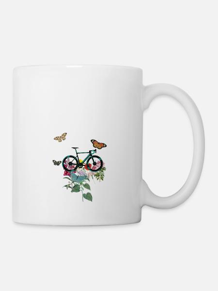 Blumen blühendes Fahrrad - Tasse - Weiß