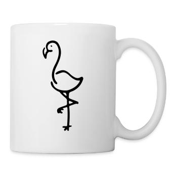 Flamingo Design / Geschenkidee / bunter Vogel - Tasse - Weiß - Rechts