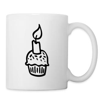Kerze auf Muffin / Geburtstag - Geschenk - candle - Tasse - Weiß - Rechts
