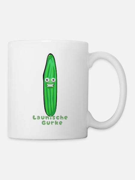 Launische Gurke, Gurken, Comic, Gurke,Comic - Tasse - Weiß