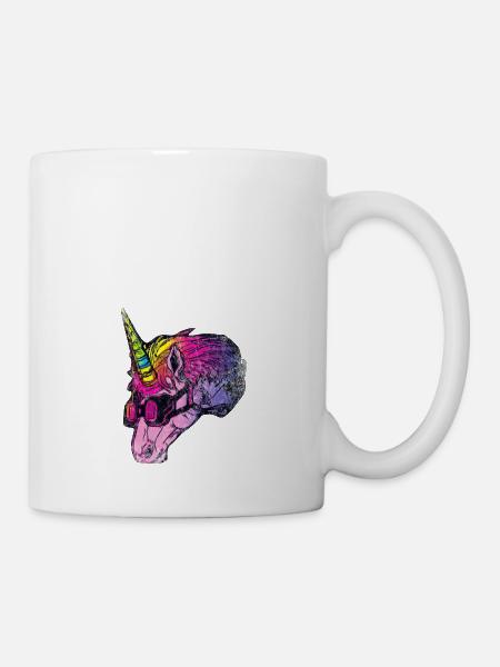 Einhorn mit buntem Horn - Tasse - Weiß