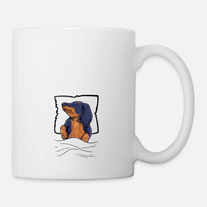 Teckel endormi Teckel Lit - Mug blanc - blanc