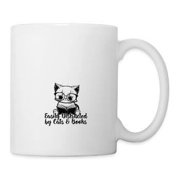 Facilement distrait par les chats et les livres Livres pour chats - Mug blanc - blanc - Droite