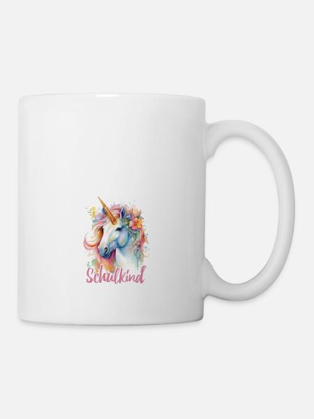 Einhorn Blumen Schulkind Einschulung 2023 - Tasse - Weiß