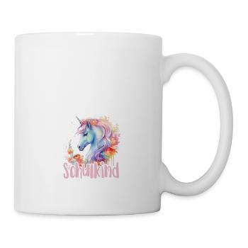 Einhorn Blumen Schulkind Einschulung 2023 - Tasse - Weiß - Rechts