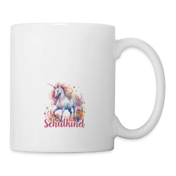 Einhorn Blumen Schulkind Einschulung 2023 - Tasse - Weiß - Rechts