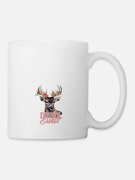 Dirndl Ersatz Hirsch Hirschgeweih Rosen - Tasse - Weiß
