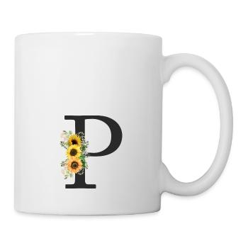 P Monogramm Sonnenblumen - Tasse - Weiß - Rechts