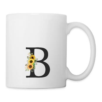 B Monogramm Sonnenblumen - Tasse - Weiß - Rechts