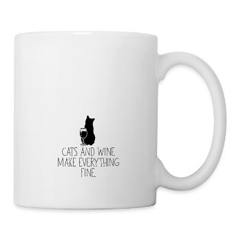 cats and wine make everything fine Katzen Wein - Tasse - Weiß - Rechts