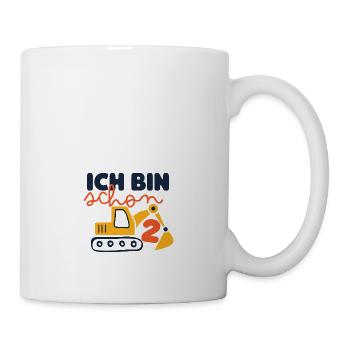 Geburtstagskind 2. Geburtstag Bagger Baustelle - Tasse - Weiß - Rechts