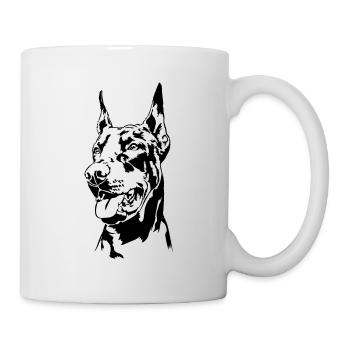 Dobermann Hundeportrait Hunde Hundesport Wilsigns - Tasse - Weiß - Rechts