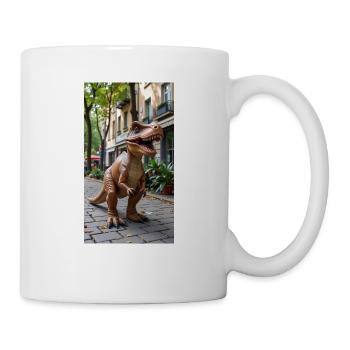 T-Rex in der Stadt - Tasse - Weiß - Rechts
