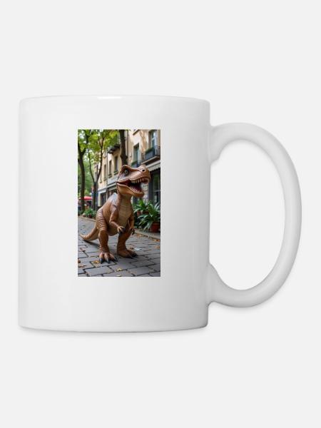 T-Rex in der Stadt - Tasse - Weiß