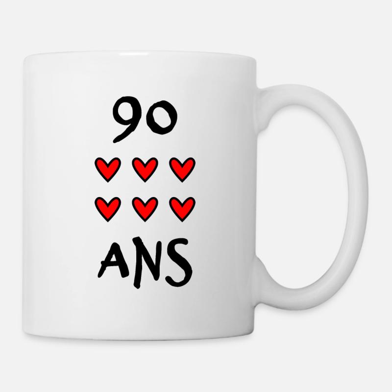 90 ANS. 90e ANNIVERSAIRE. ANNIVERSAIRE 90 ANS. 90 - Mug blanc - blanc